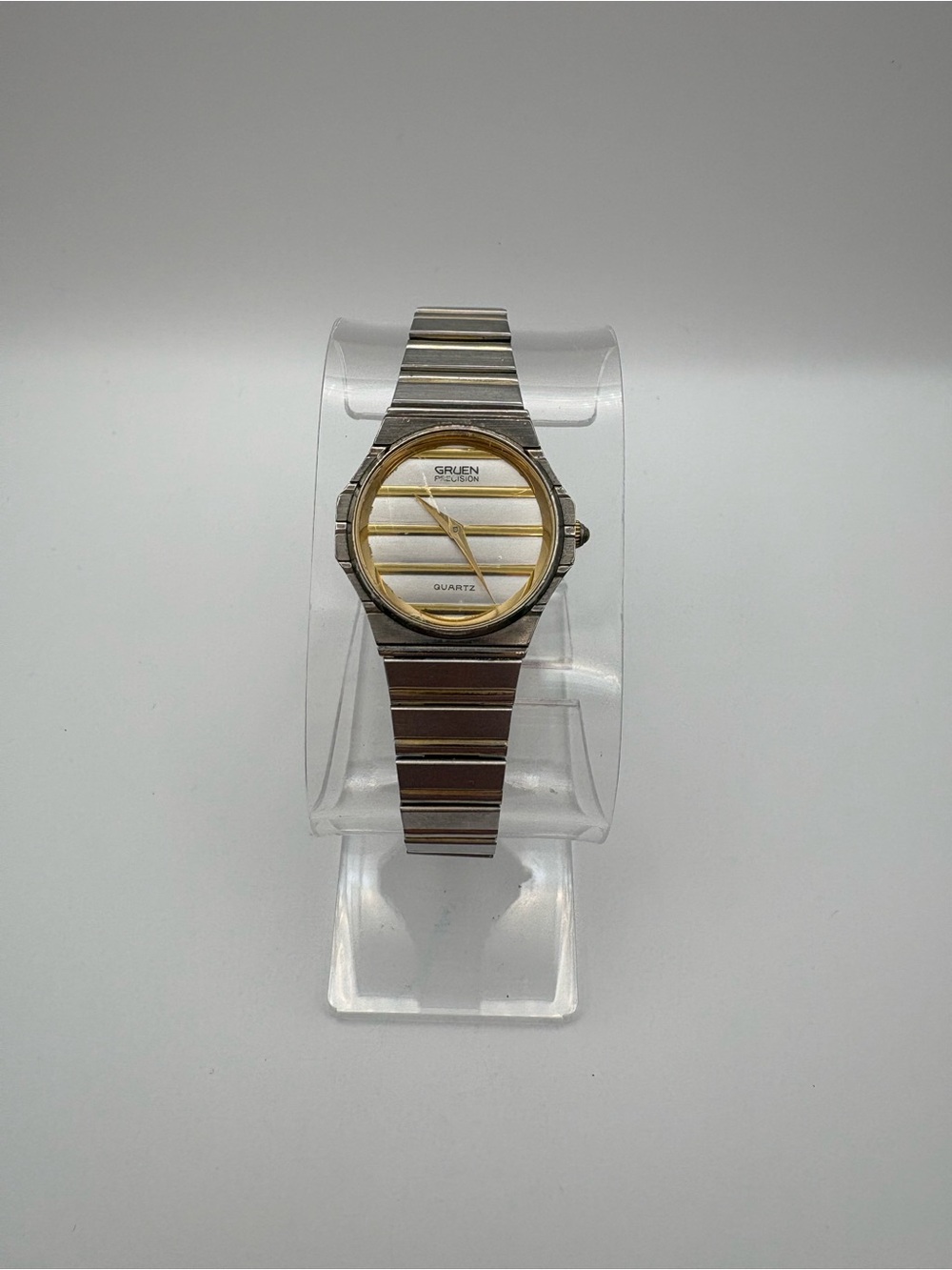 Gruen Precision Women’s Two-Tone Silver/Gold Vintage Polo Style Horizontal Watch